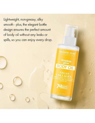 Aceite Corporal Majestic Pure Timeless Glow 100ml - Colágeno Vegano y Aceite de Semilla de Uva