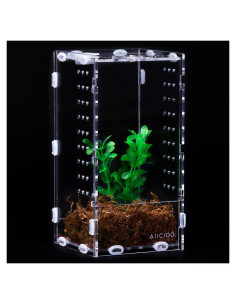 Terrario Acrílico AIICIOO 10.16x10.16x20.32 cm para Reptiles