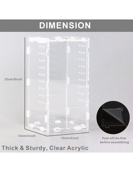 Terrario Acrílico AIICIOO 10.16x10.16x20.32 cm para Reptiles