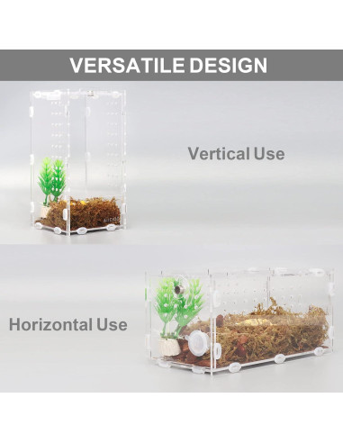 Terrario Acrílico AIICIOO 10.16x10.16x20.32 cm para Reptiles
