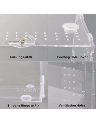 Terrario Acrílico AIICIOO 10.16x10.16x20.32 cm para Reptiles