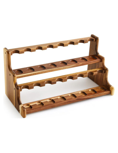Soporte de Tubos de Fumar Yalikop de Acacia Doble Capa 43.4cm