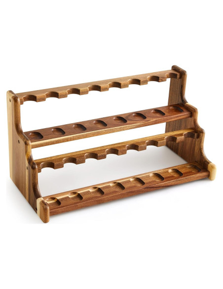 Soporte de Tubos de Fumar Yalikop de Acacia Doble Capa 43.4cm
