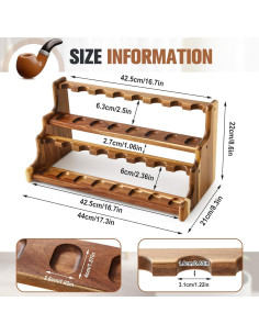 Soporte de Tubos de Fumar Yalikop de Acacia Doble Capa 43.4cm 2