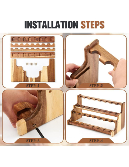 Soporte de Tubos de Fumar Yalikop de Acacia Doble Capa 43.4cm