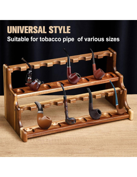 Soporte de Tubos de Fumar Yalikop de Acacia Doble Capa 43.4cm