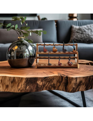 Soporte de Tubos de Fumar Yalikop de Acacia Doble Capa 43.4cm