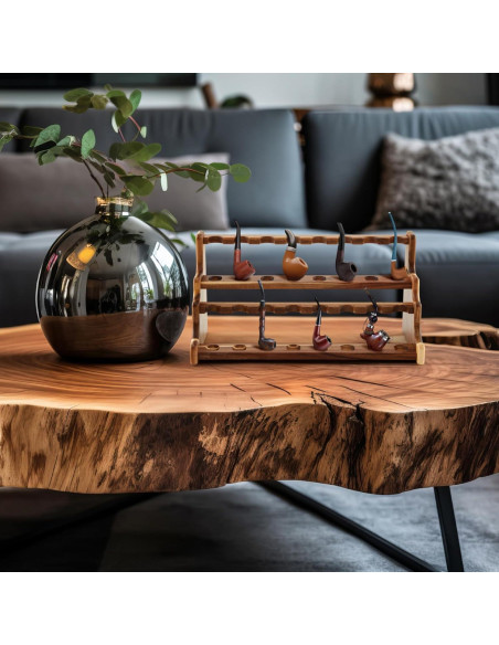 Soporte de Tubos de Fumar Yalikop de Acacia Doble Capa 43.4cm