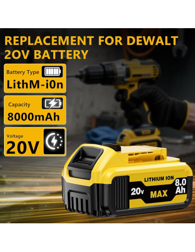 Batería de Reemplazo Dewalt DCB206 20V 8.0Ah 2Pack