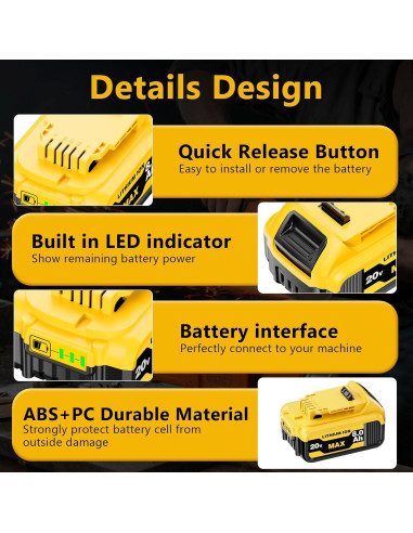 Batería de Reemplazo Dewalt DCB206 20V 8.0Ah 2Pack