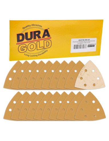 Hojas de Lijado Triangulares Dura-Gold 400 Granos - Caja de 20