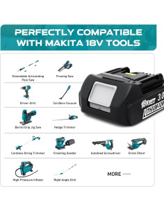 Batería de Reemplazo Makita 18V 3.0Ah Litio-ion BL1830B 2