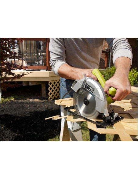 Sierra Circular Eléctrica Ryobi ZRCSB125 13 Amp 7-1/4" Verde