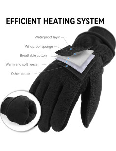 Guantes de Invierno OZERO de Cuero y Polar Impermeables -34.4C 2