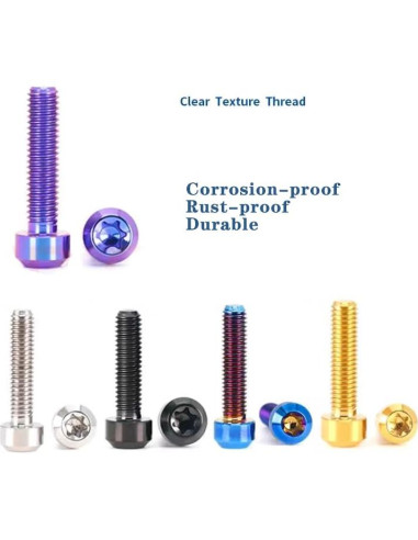 5 Tornillos Antirrobo de Titanio TC4 M6x15mm Azul - Decorativos