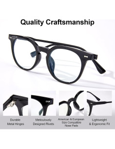 Gafas Anti Fatiga Ocular Saraudy, Bloqueo Luz Azul, Montura Redonda 2