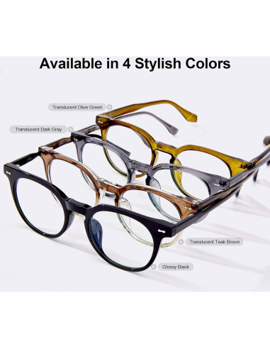 Gafas Anti Fatiga Ocular Saraudy, Bloqueo Luz Azul, Montura Redonda