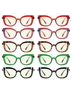 CessBlu Gafas de Lectura Coloridas UV400 Bloqueo Luz Azul 10 Pcs