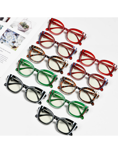 CessBlu Gafas de Lectura Coloridas UV400 Bloqueo Luz Azul 10 Pcs