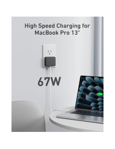 Cargador USB C Nekmit 67W Rápido 3 Puertos GaN Negro 2