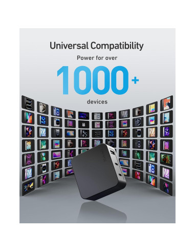 Cargador USB C Nekmit 67W Rápido 3 Puertos GaN Negro