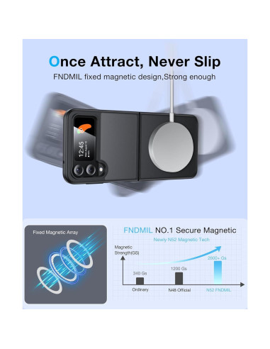 Funda Magnética FNDMIL para Samsung Galaxy Z Flip 4 - Negro