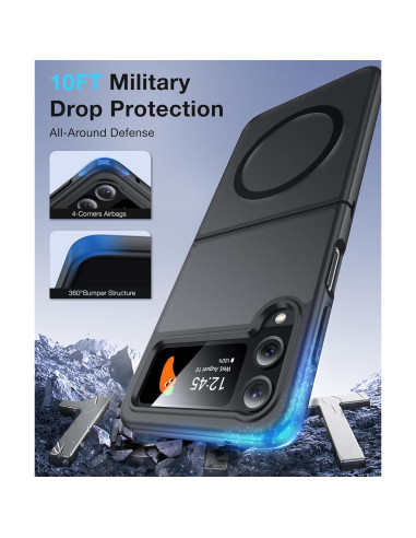 Funda Magnética FNDMIL para Samsung Galaxy Z Flip 4 - Negro