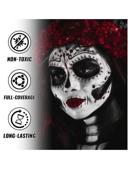 Pintura Facial y Corporal Negra YBUETE 60g Cobertura Completa