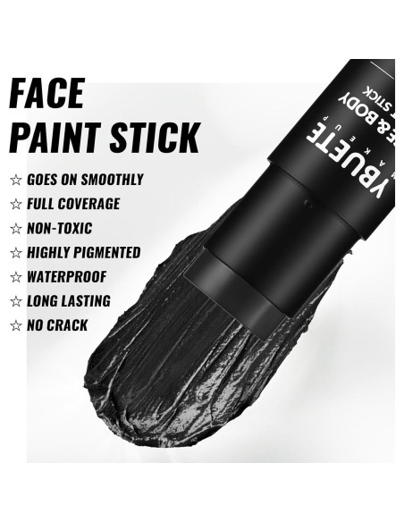 Pintura Facial y Corporal Negra YBUETE 60g Cobertura Completa