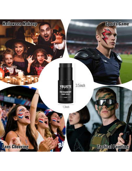 Pintura Facial y Corporal Negra YBUETE 60g Cobertura Completa