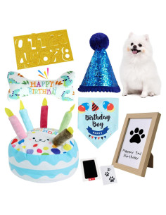 Juego de Cumpleaños para Perros PATTEPOINT - Juguetes Squeaky y Kit de Huellas