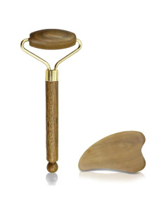 Juego de Masaje Facial Gua Sha Werncy - Rodillo y Piedra Sándalo