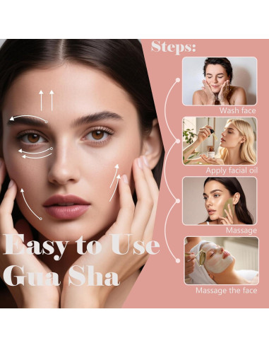 Juego de Masaje Facial Gua Sha Werncy - Rodillo y Piedra Sándalo