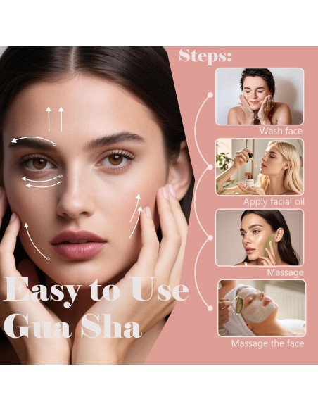 Juego de Masaje Facial Gua Sha Werncy - Rodillo y Piedra Sándalo