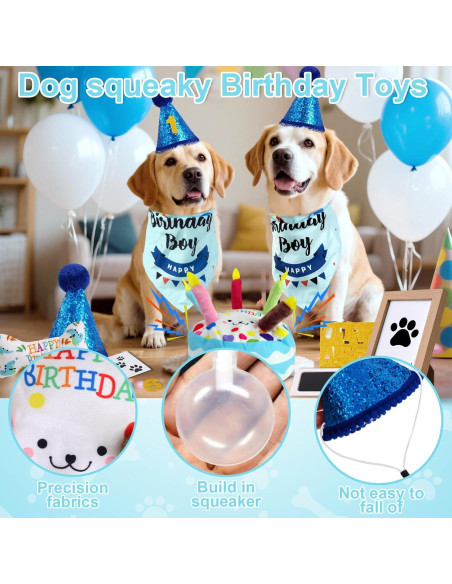 Juego de Cumpleaños para Perros PATTEPOINT - Juguetes Squeaky y Kit de Huellas