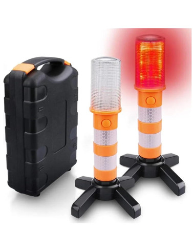 2 Luces de Advertencia LED Magnéticas Amarillas para Emergencia