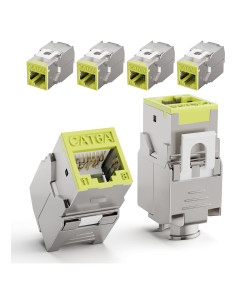 Paquete de 6 Jack Keystone RJ45 Cat6A 10 Gbps Verde LEENUE