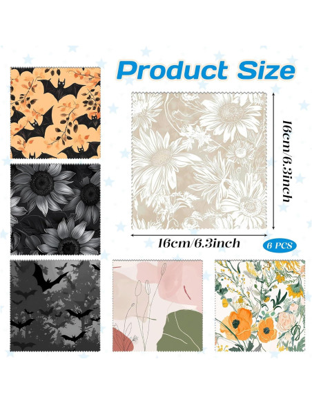 6 Paños de Limpieza de Gafas Microfibra Cabreche Floral 16x16cm