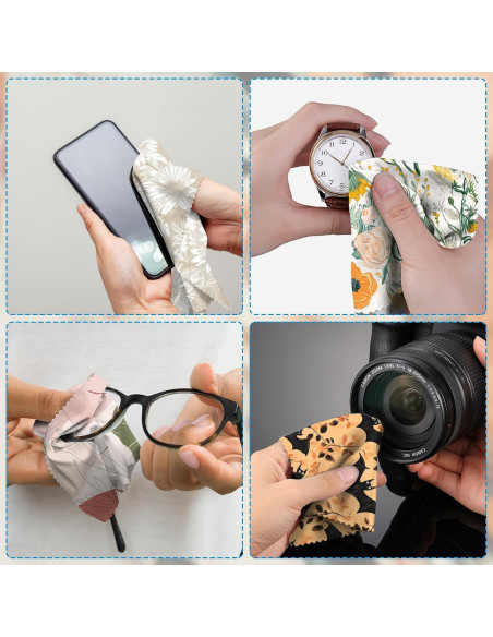 6 Paños de Limpieza de Gafas Microfibra Cabreche Floral 16x16cm