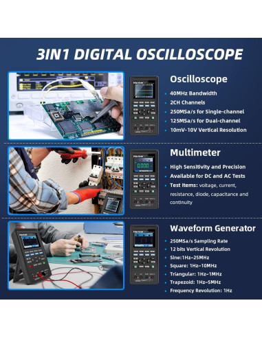 Osciloscopio Digital Hantek 2D42 40MHz 2CH Multímetro Generador