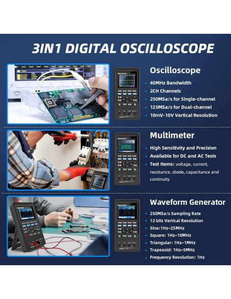Osciloscopio Digital Hantek 2D42 40MHz 2CH Multímetro Generador