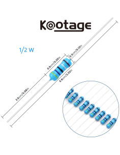 Kit de Resistencias de Película Metálica Kootage 500 Pcs 1/2W 2