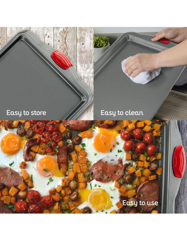 Juego de Bandejas para Hornear Boxiki Kitchen - Set de 3, Acero al Carbono Antiadherente