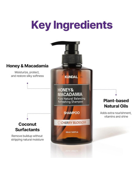 Champú Natural KUNDAL Miel y Macadamia 500ml Cuidado Cabello