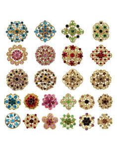 Lote 24 Broches de Cristal Multicolor Mutian 3-3.5cm