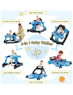 Andador 6-en-1 Xilingol para Bebés Azul, Altura Ajustable, Música 2