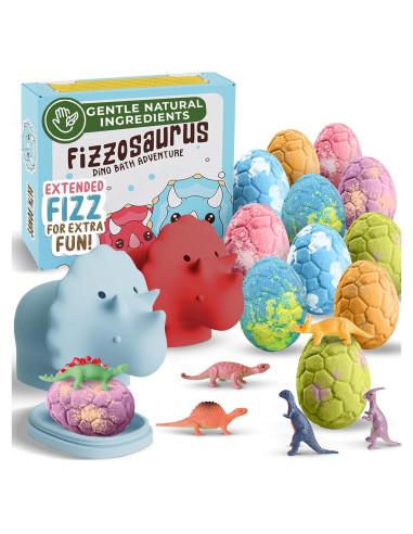 Bombas de baño orgánicas Quack Quack Moo con juguetes dinosaurios - 12 unidades