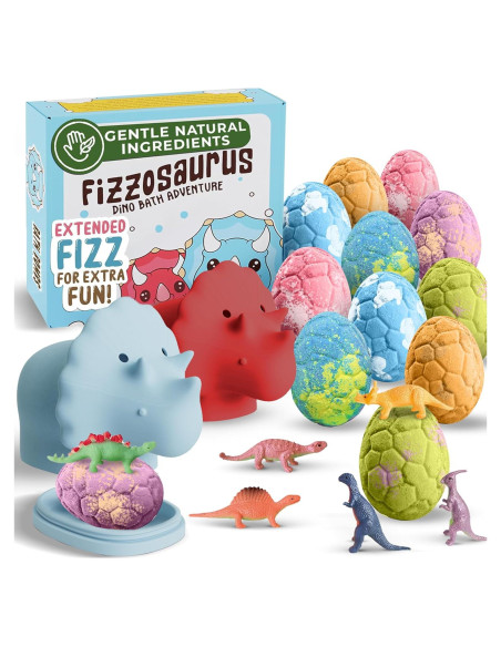 Bombas de baño orgánicas Quack Quack Moo con juguetes dinosaurios - 12 unidades