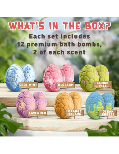 Bombas de baño orgánicas Quack Quack Moo con juguetes dinosaurios - 12 unidades