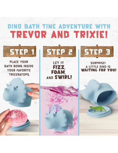 Bombas de baño orgánicas Quack Quack Moo con juguetes dinosaurios - 12 unidades